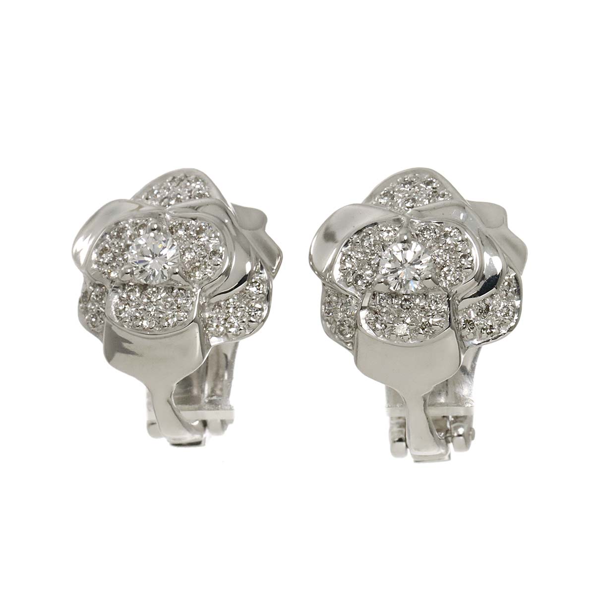 Camelia Diamond Earrings Clip on 18K WG 750