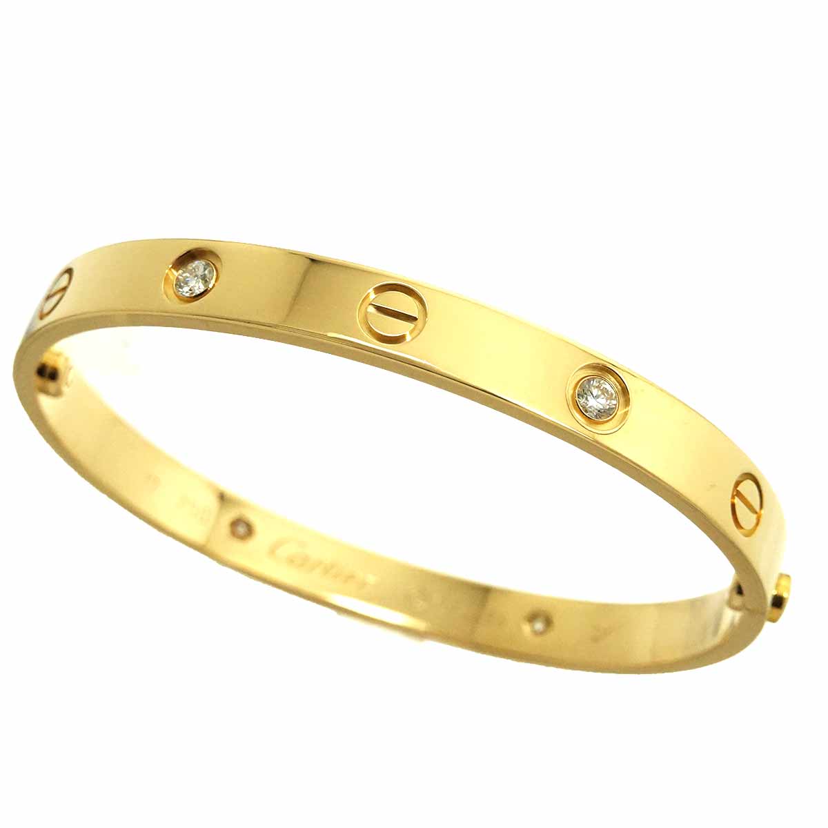 Love Bracelet Diamond 4P Bangle 18K YG 750 Size17