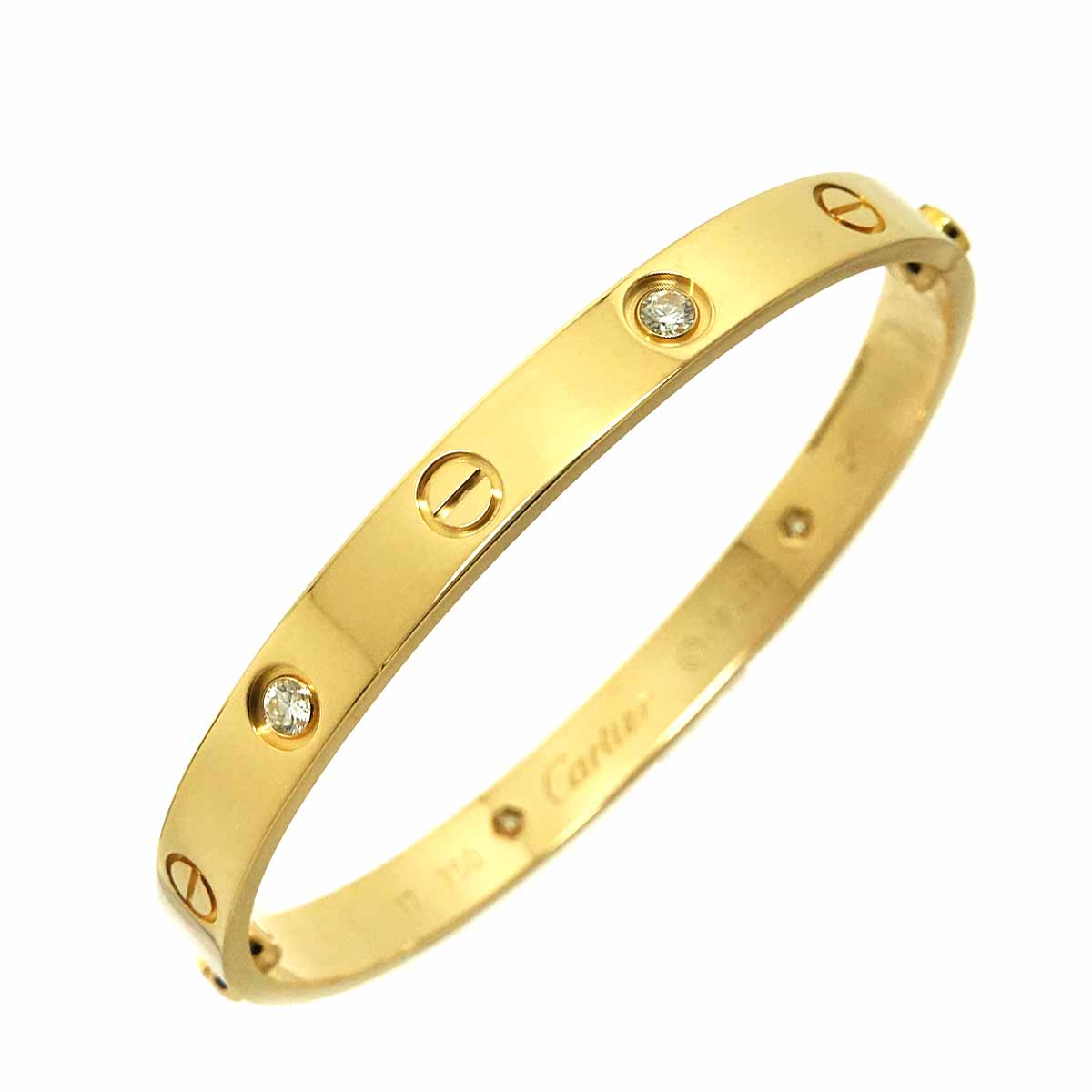 Love Bracelet Diamond 4P Bangle 18K YG 750 Size17