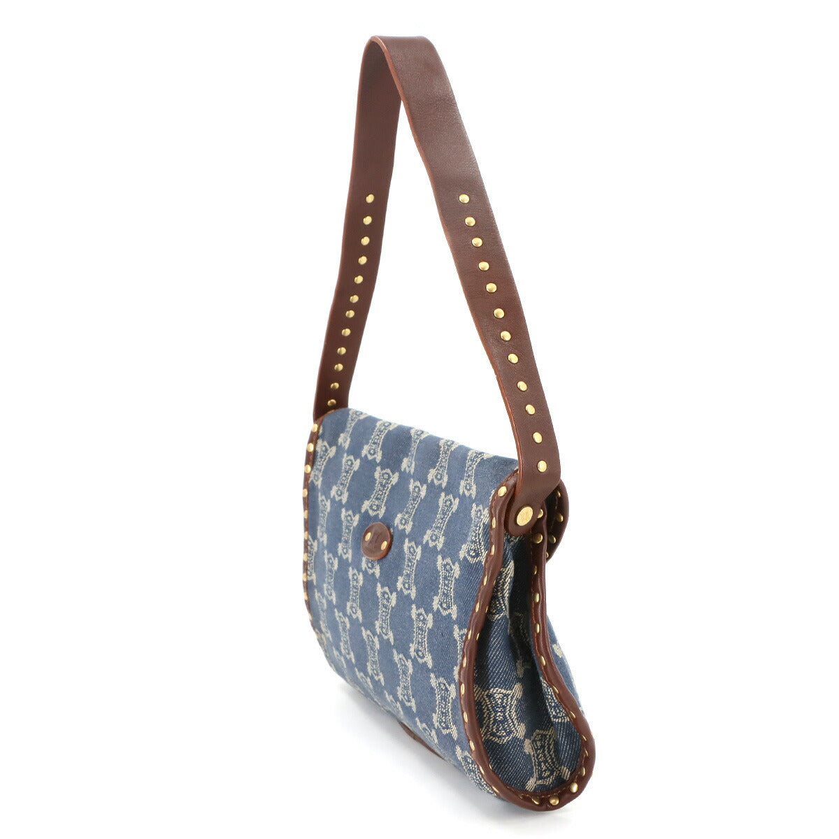 Macadam Shoulder Bag Denim Leather Blue Brown Purse