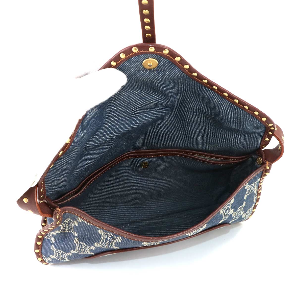Macadam Shoulder Bag Denim Leather Blue Brown Purse