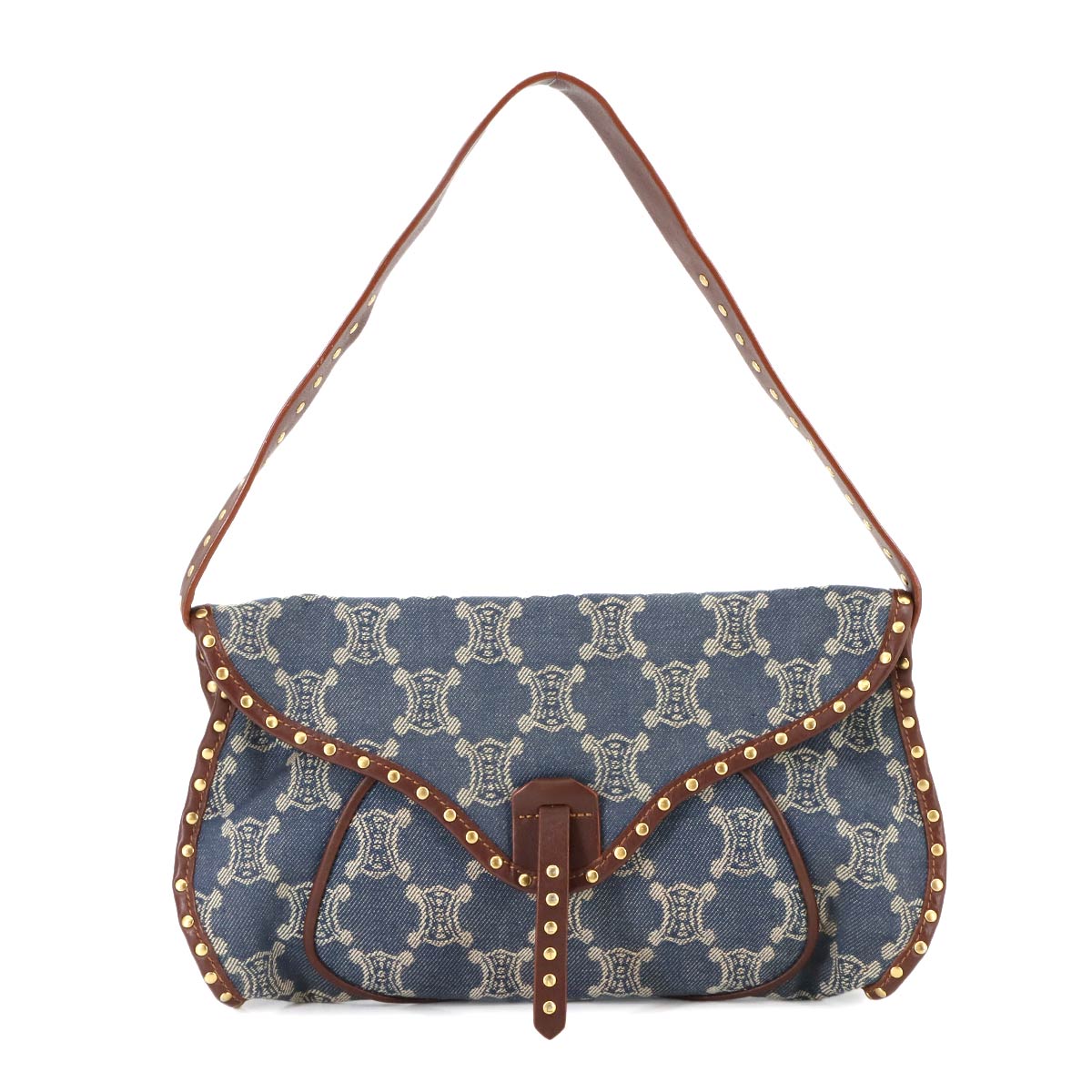 Macadam Shoulder Bag Denim Leather Blue Brown Purse