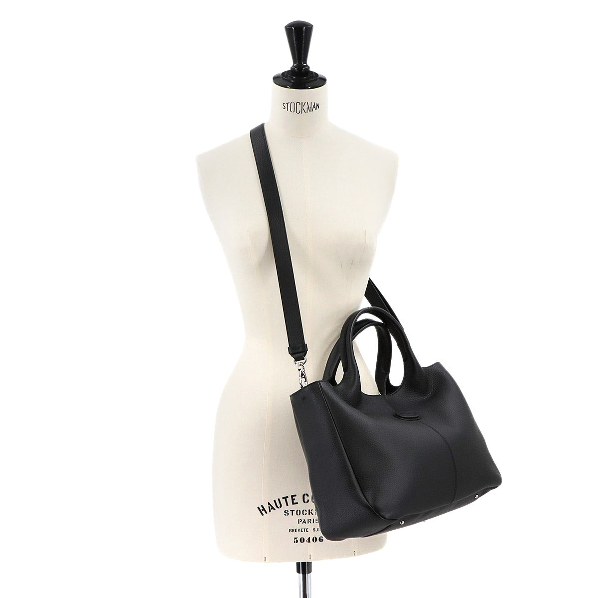 ALF Shopping Bag Piccola Tote Shoulder Bag Leather Black