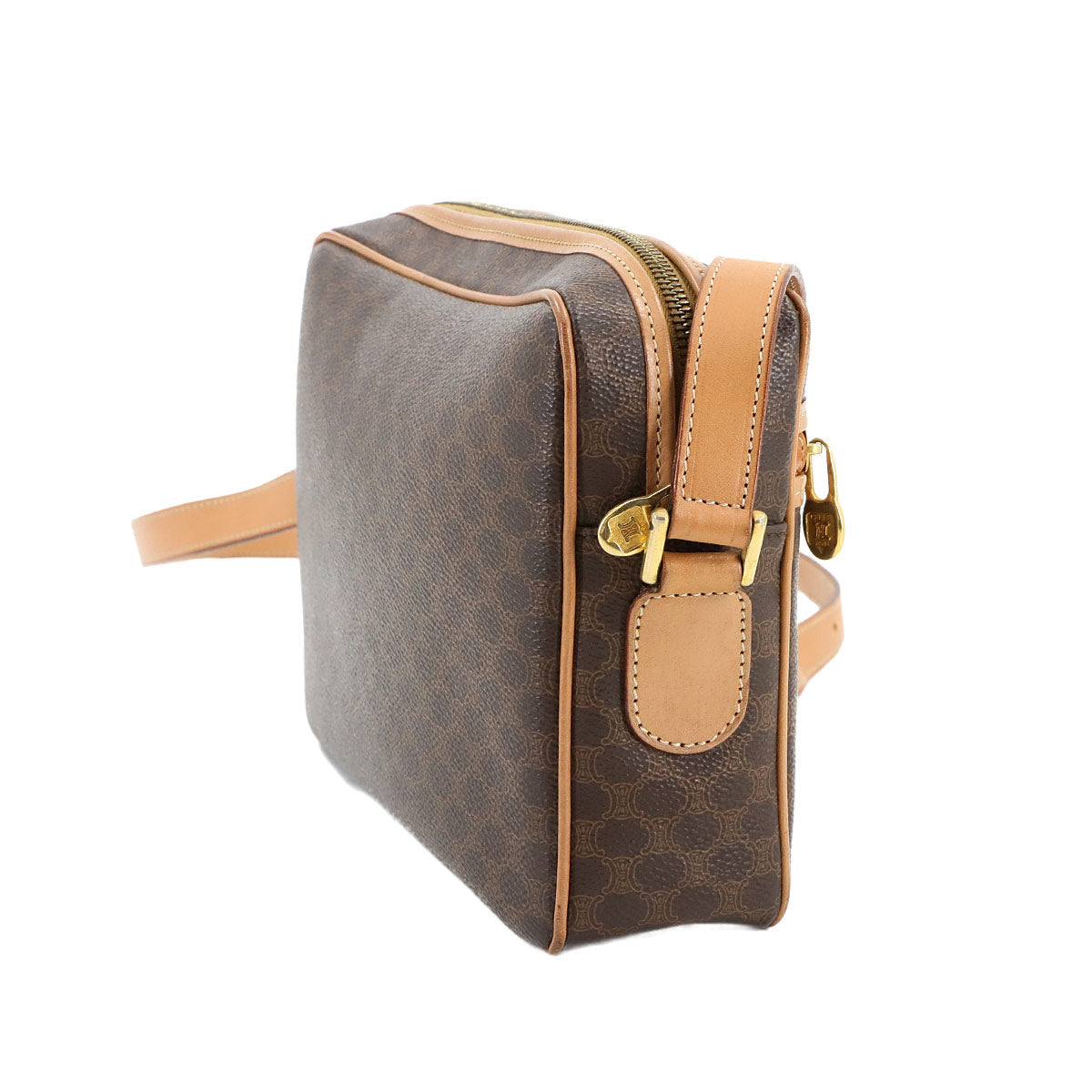 Macadam Shoulder Bag Leather PVC Brown Vintage Purse