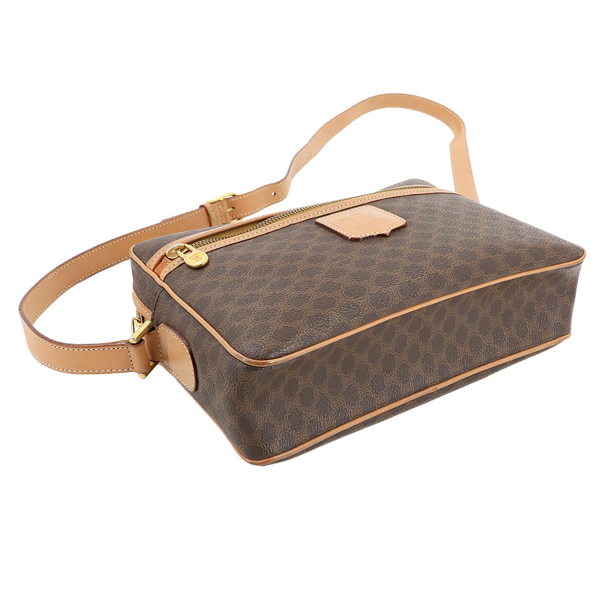 Macadam Shoulder Bag Leather PVC Brown Vintage Purse