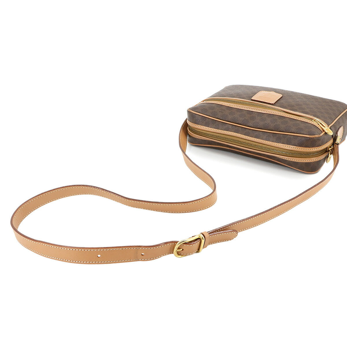 Macadam Shoulder Bag Leather PVC Brown Vintage Purse