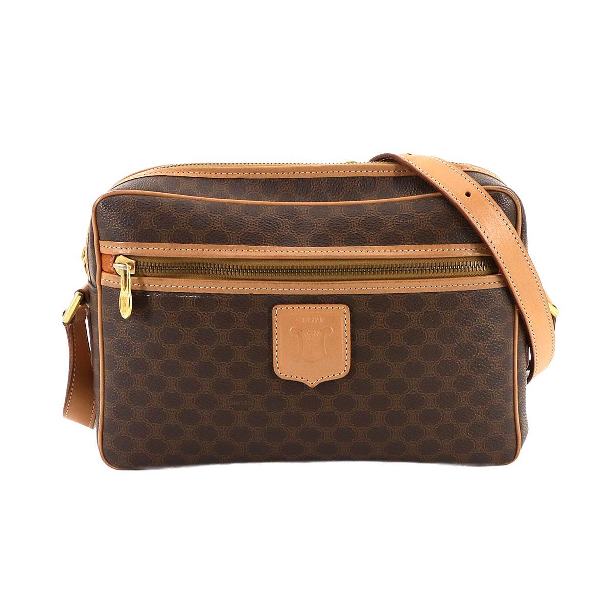 Macadam Shoulder Bag Leather PVC Brown Vintage Purse