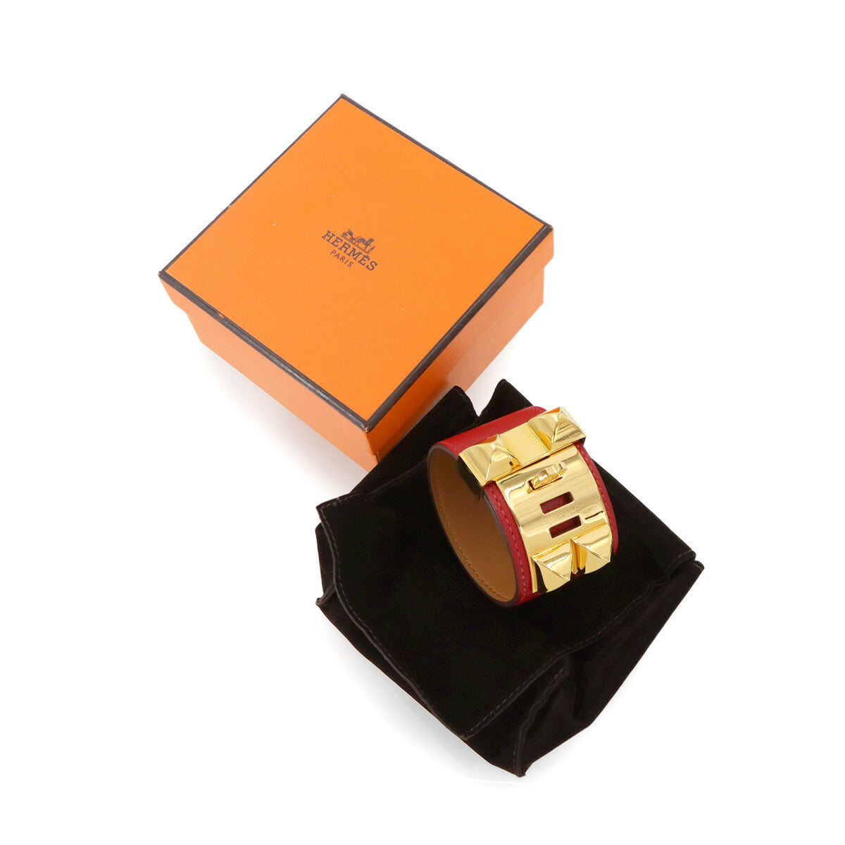 Collier De Chien Bangle Veau Epsom Rouge Casaque Bracelet