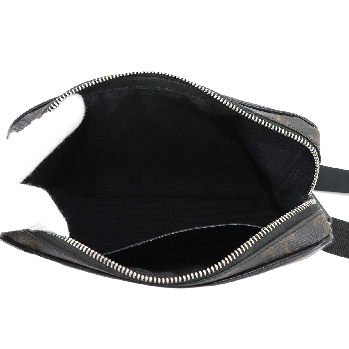 Triomphe Medium Messenger Shoulder Bag PVC Leather Black Brown