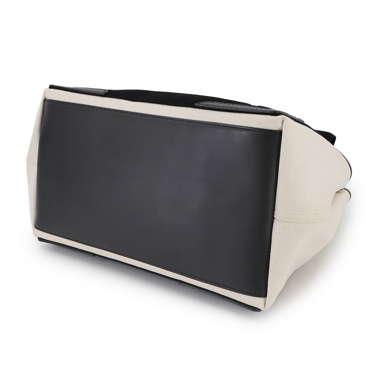 Navy Cabas Small Tote Bag Canvas Leather White Black 339933