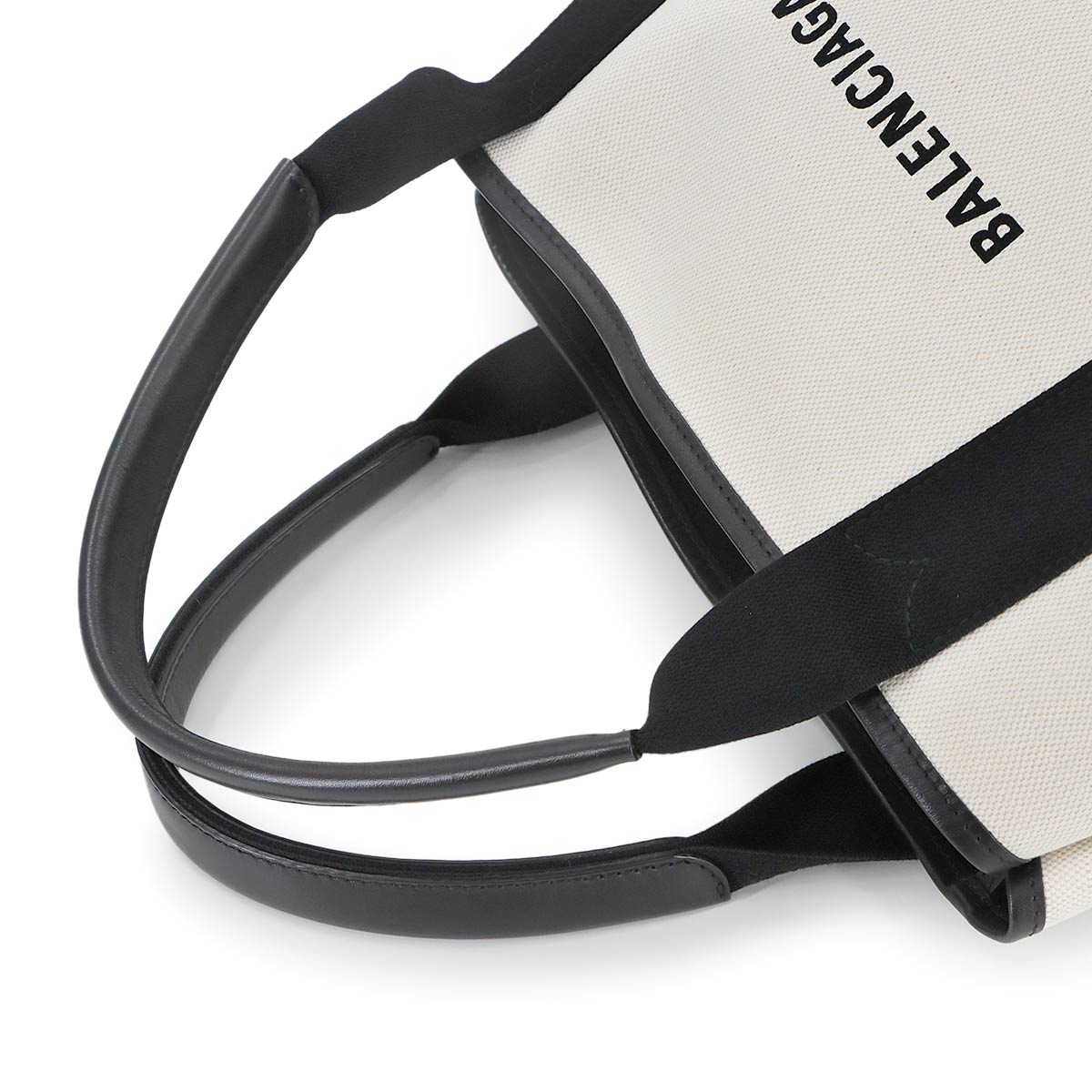 Navy Cabas Small Tote Bag Canvas Leather White Black 339933