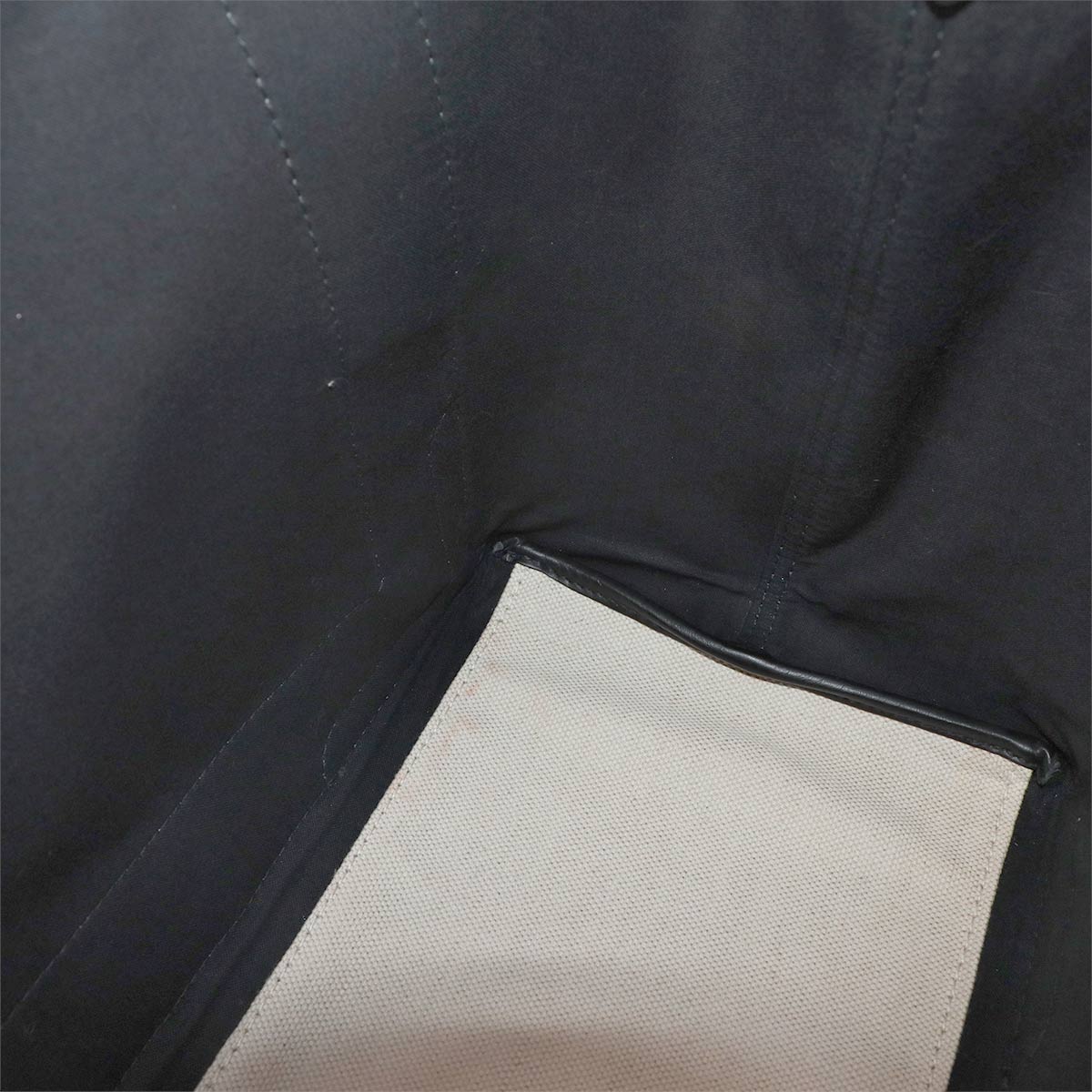 Navy Cabas Small Tote Bag Canvas Leather White Black 339933