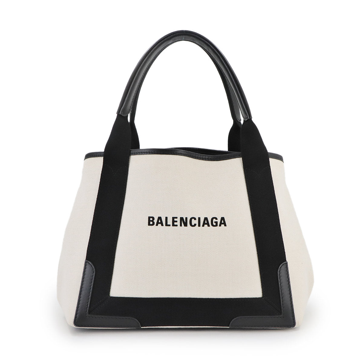 Navy Cabas Small Tote Bag Canvas Leather White Black 339933