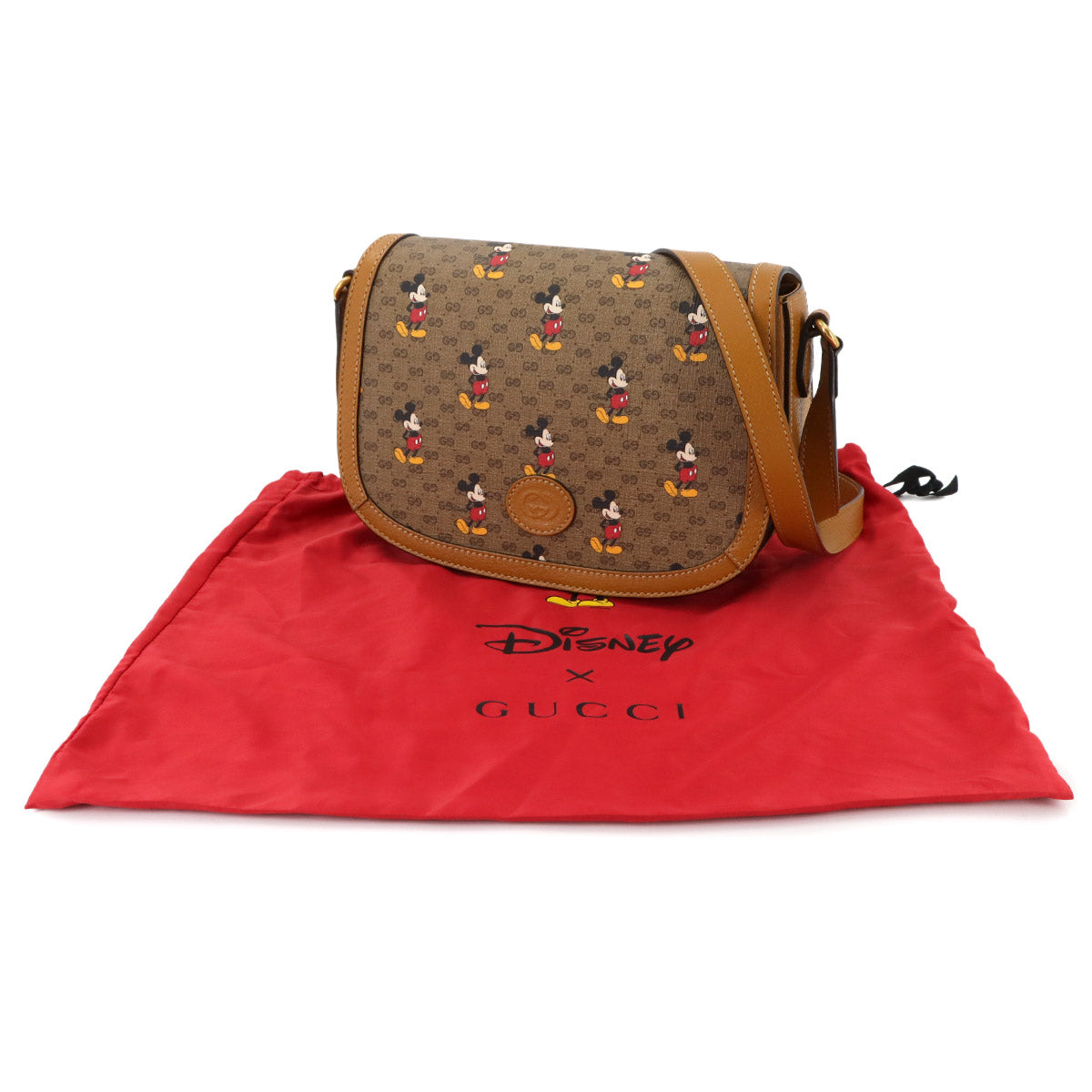 Disney Mickey Mouse Mini GG Supreme Shoulder Bag Brown 602694