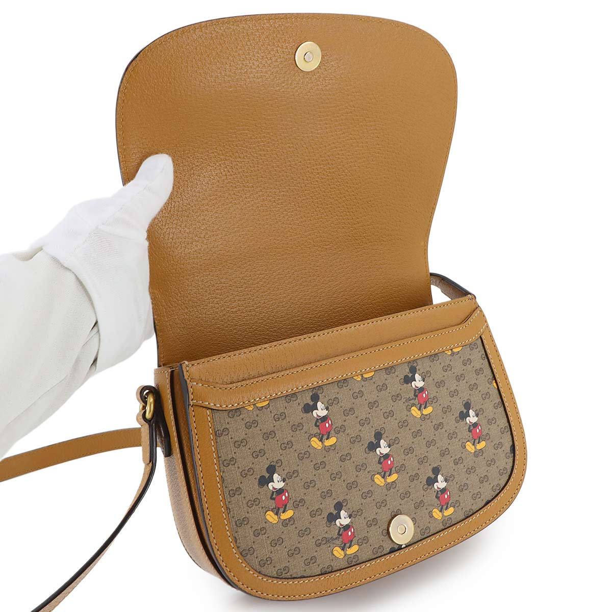 Disney Mickey Mouse Mini GG Supreme Shoulder Bag Brown 602694