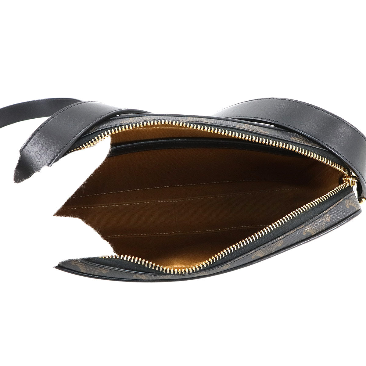 Triomphe Medium Messenger Shoulder Bag PVC Leather Black Brown