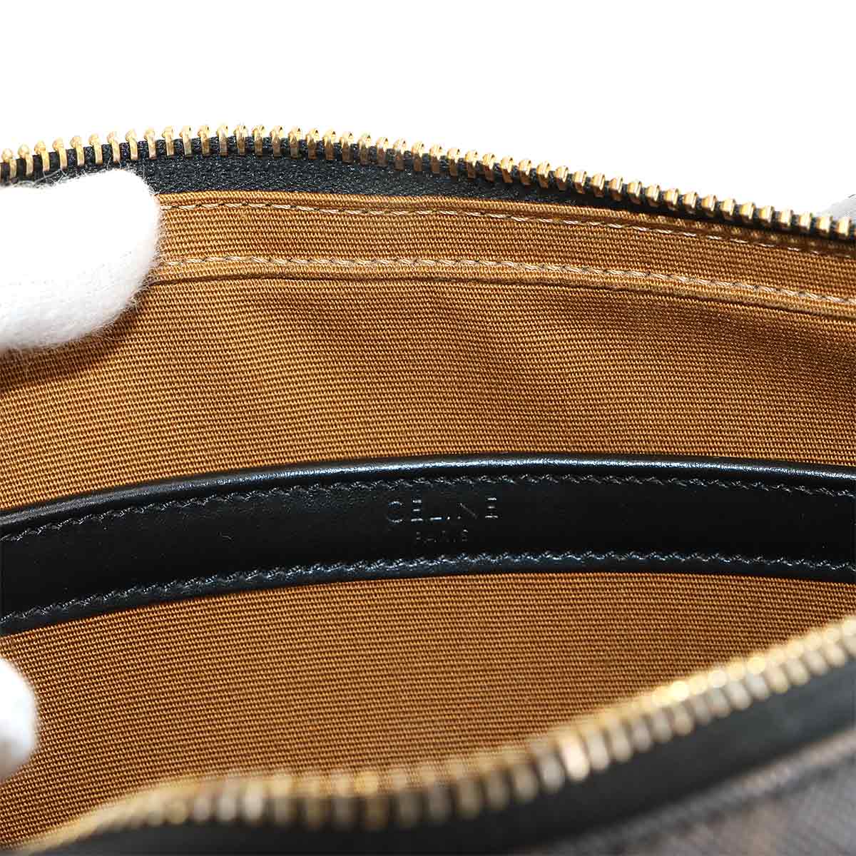 Triomphe Medium Messenger Shoulder Bag PVC Leather Black Brown