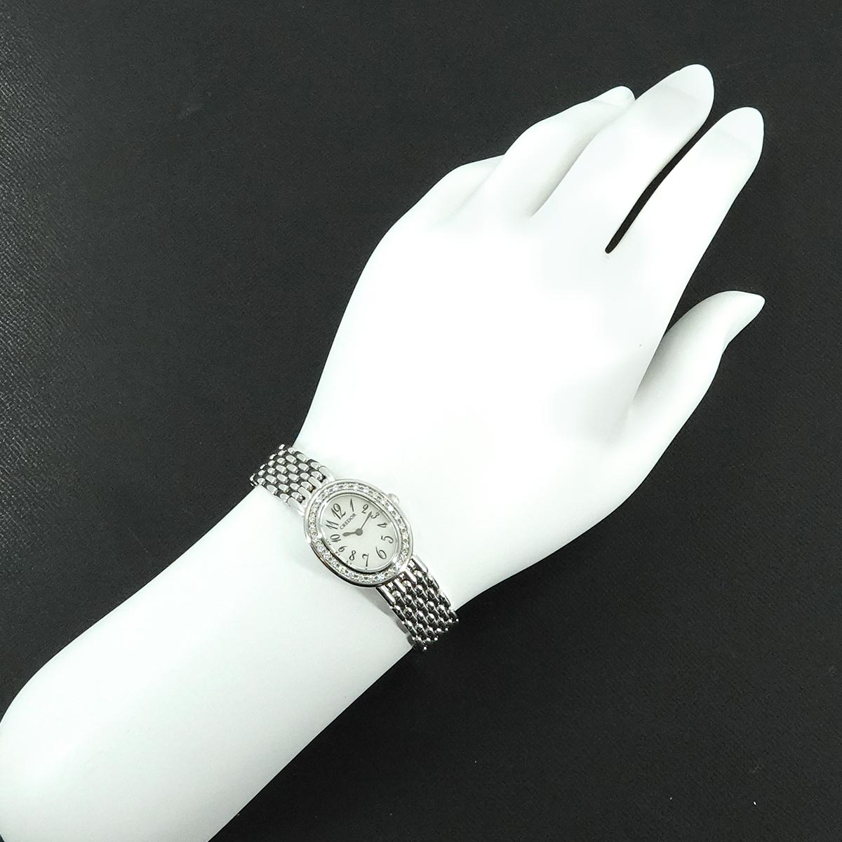 CREDOR Signo GSTE917 White Shell Dial Diamond Bezel Ladies