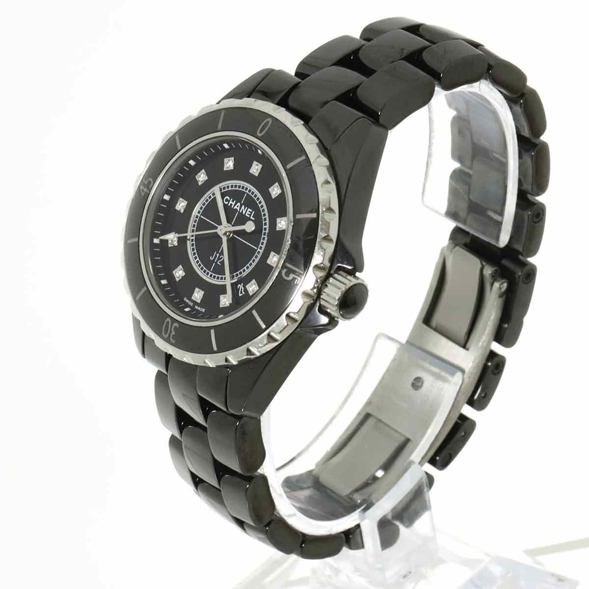 J12 H1625 12P Diamond Quartz Black Dial Ladies Watch