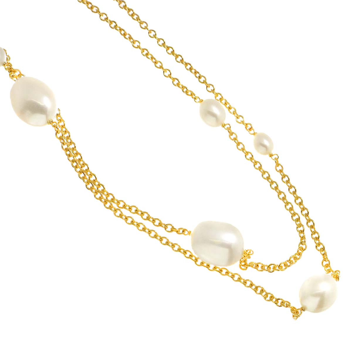 By The Yard Freshwater cultured pearl Necklace 18K YG 750