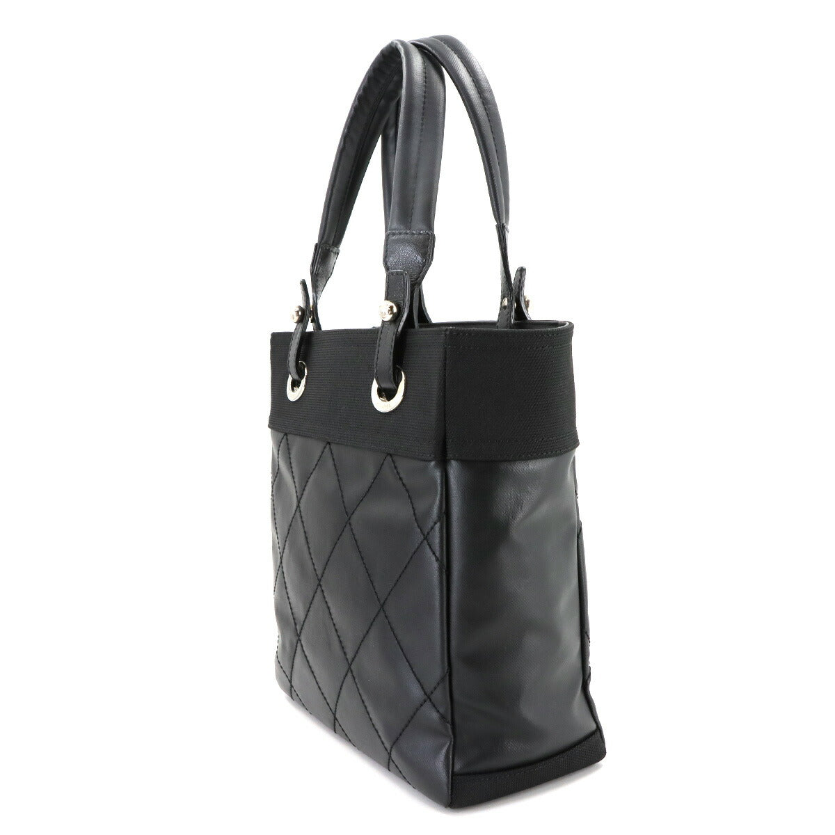 Paris Biarritz PM Tote Bag PVC Nylon Leather Black A34208 Purse