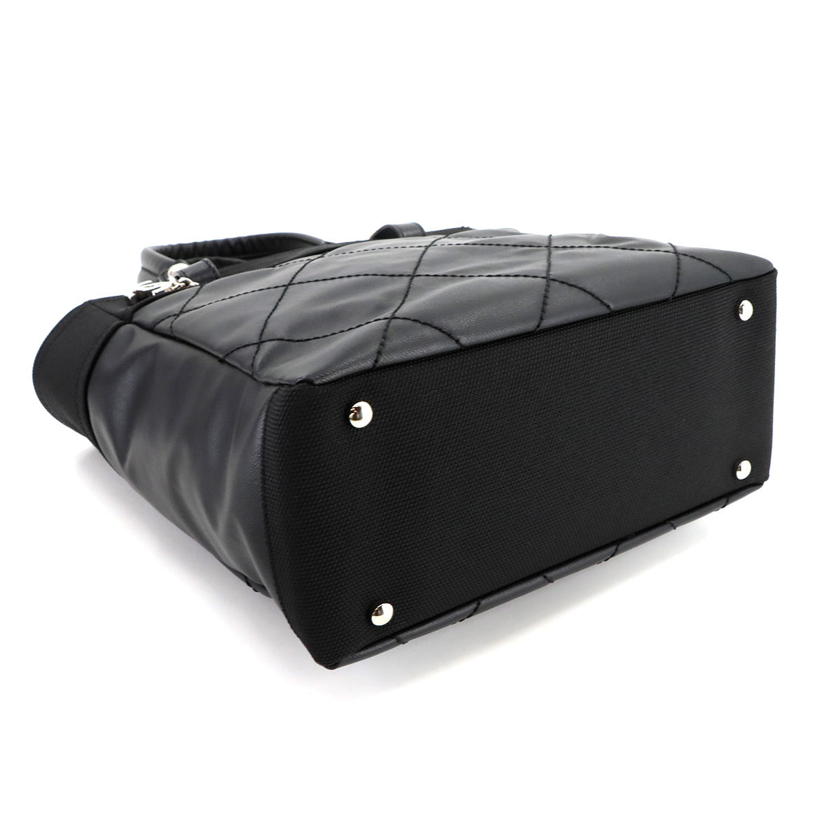 Paris Biarritz PM Tote Bag PVC Nylon Leather Black A34208 Purse