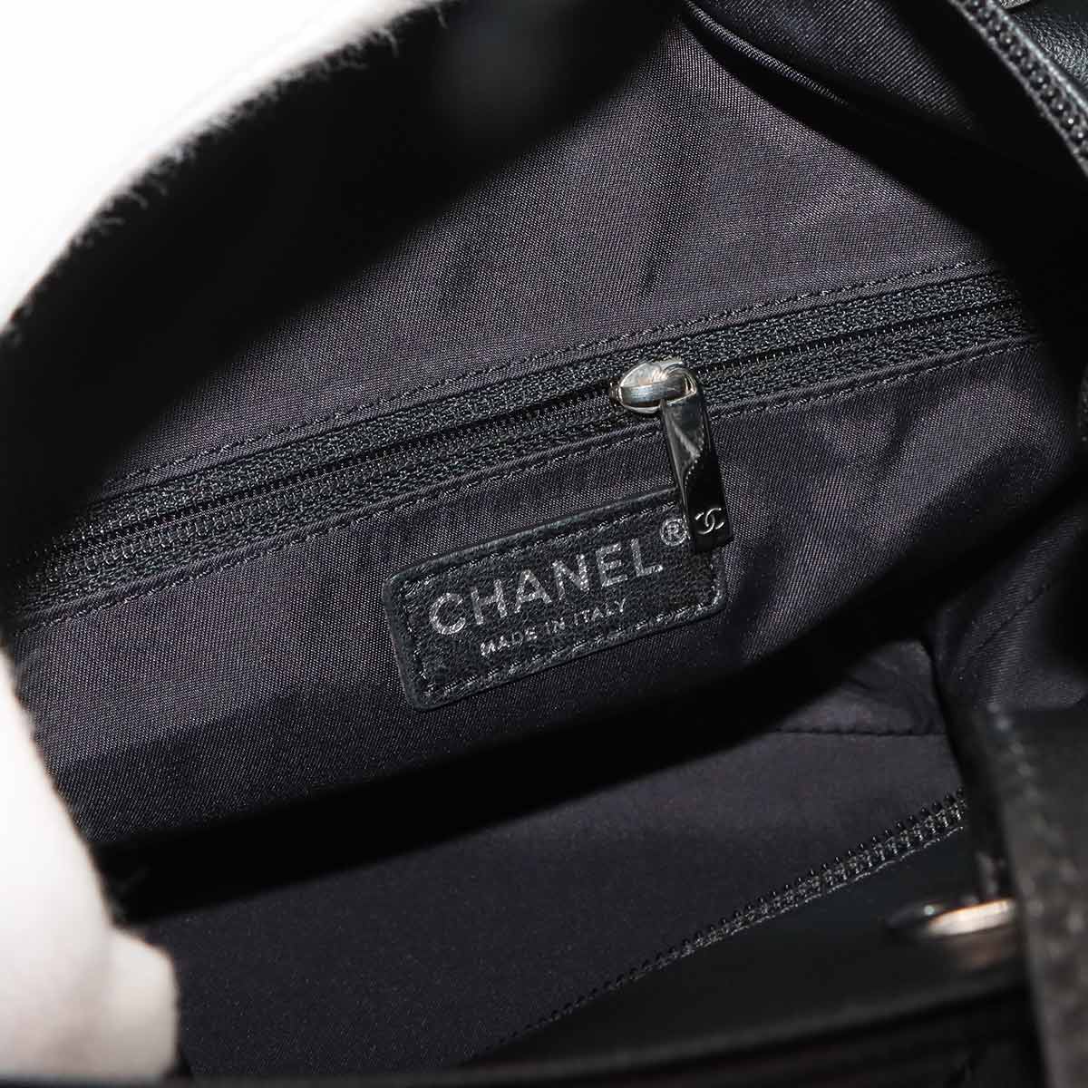 Paris Biarritz PM Tote Bag PVC Nylon Leather Black A34208 Purse