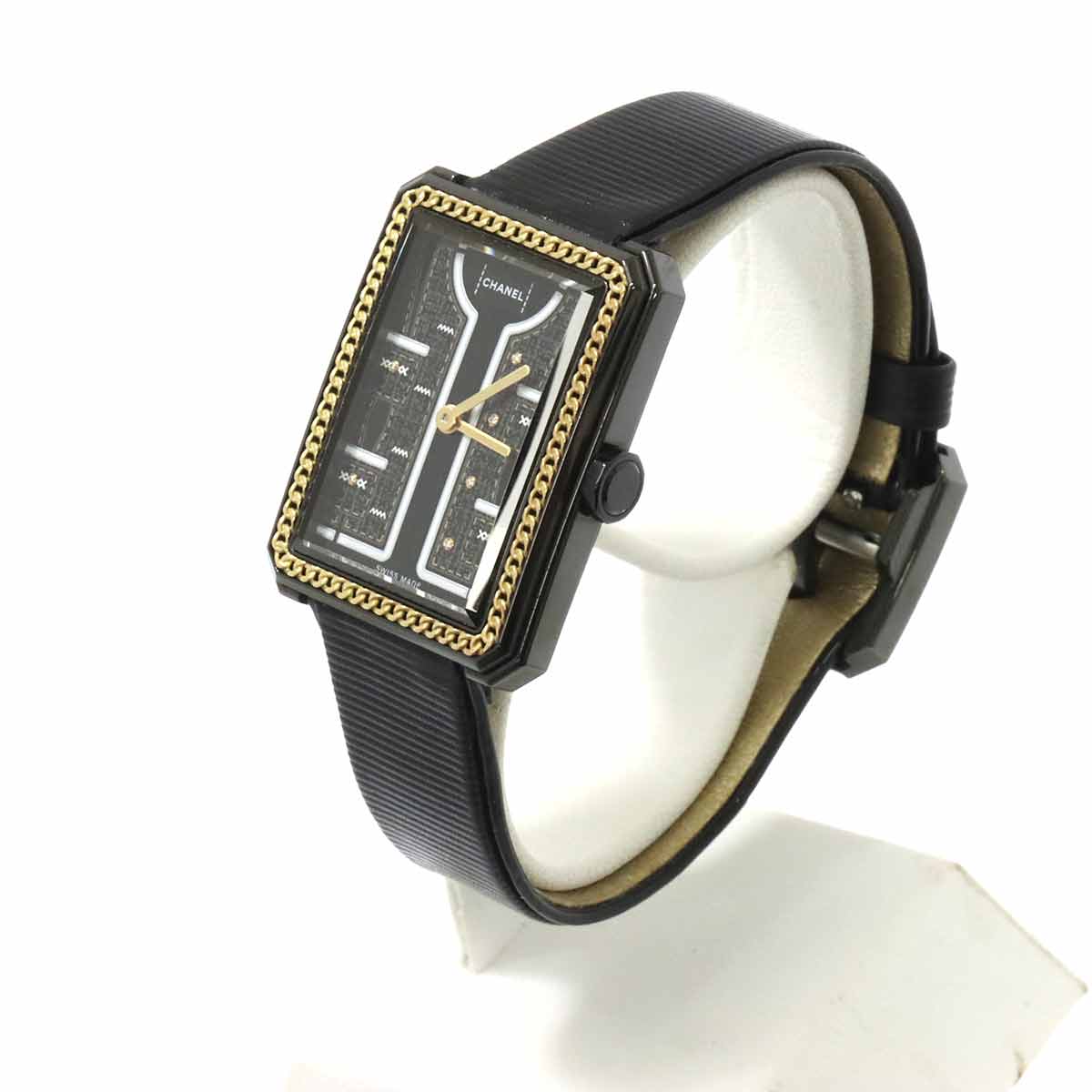 Boyfriend H9834 K18YG Diamond Quartz Black Dial Ladies