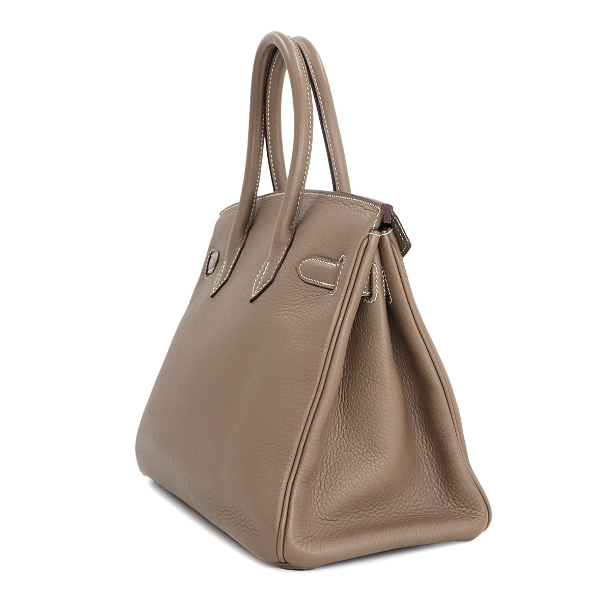 Birkin 30 Taurillon Clemence Etoupe Hand Bag Purse Beige