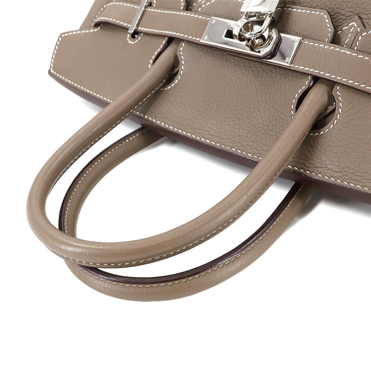 Birkin 30 Taurillon Clemence Etoupe Hand Bag Purse Beige