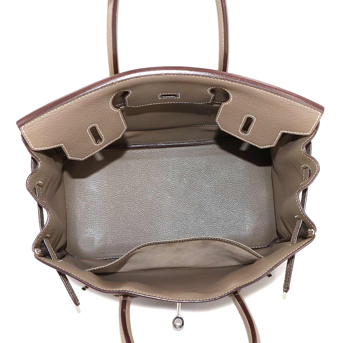 Birkin 30 Taurillon Clemence Etoupe Hand Bag Purse Beige