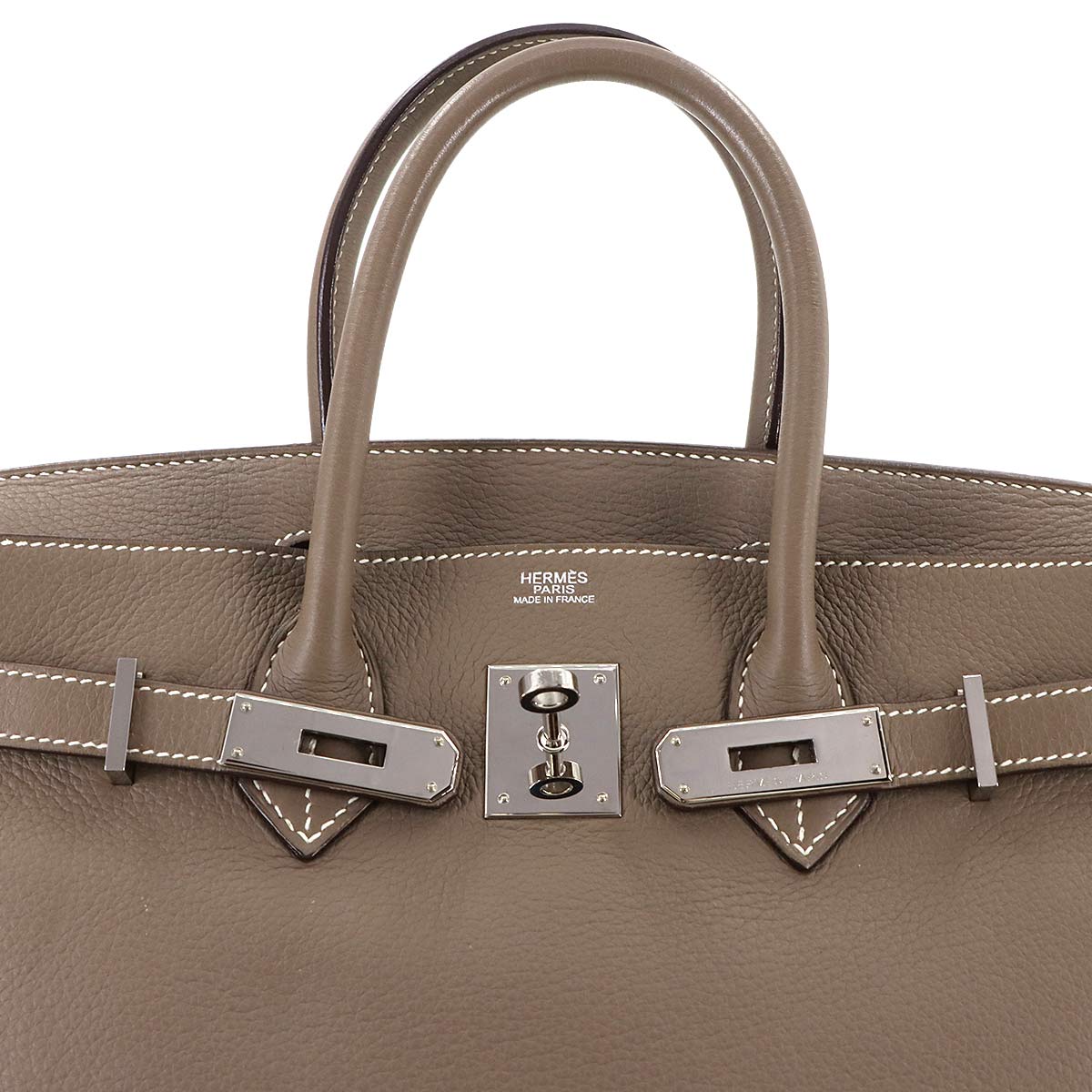 Birkin 30 Taurillon Clemence Etoupe Hand Bag Purse Beige