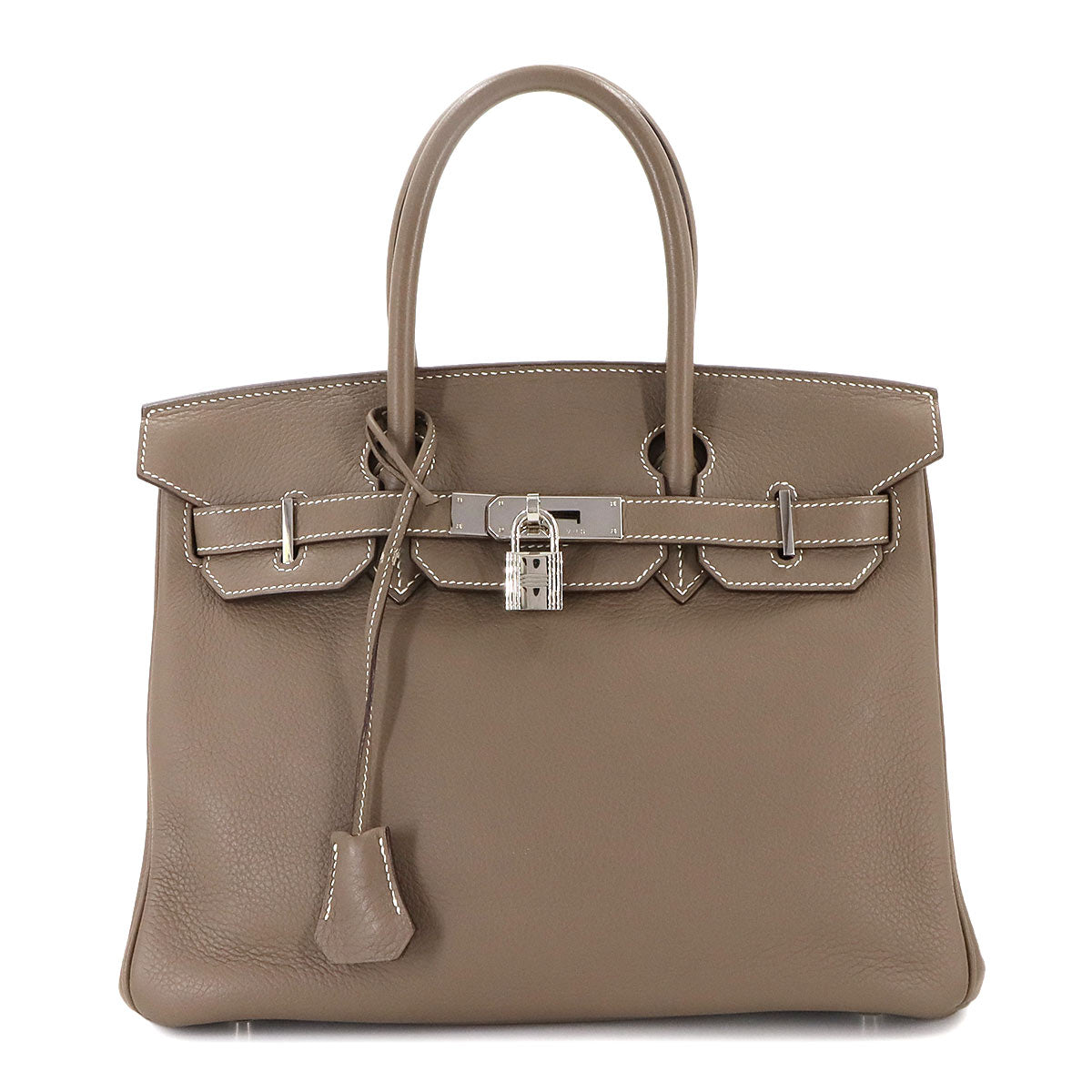 Birkin 30 Taurillon Clemence Etoupe Hand Bag Purse Beige