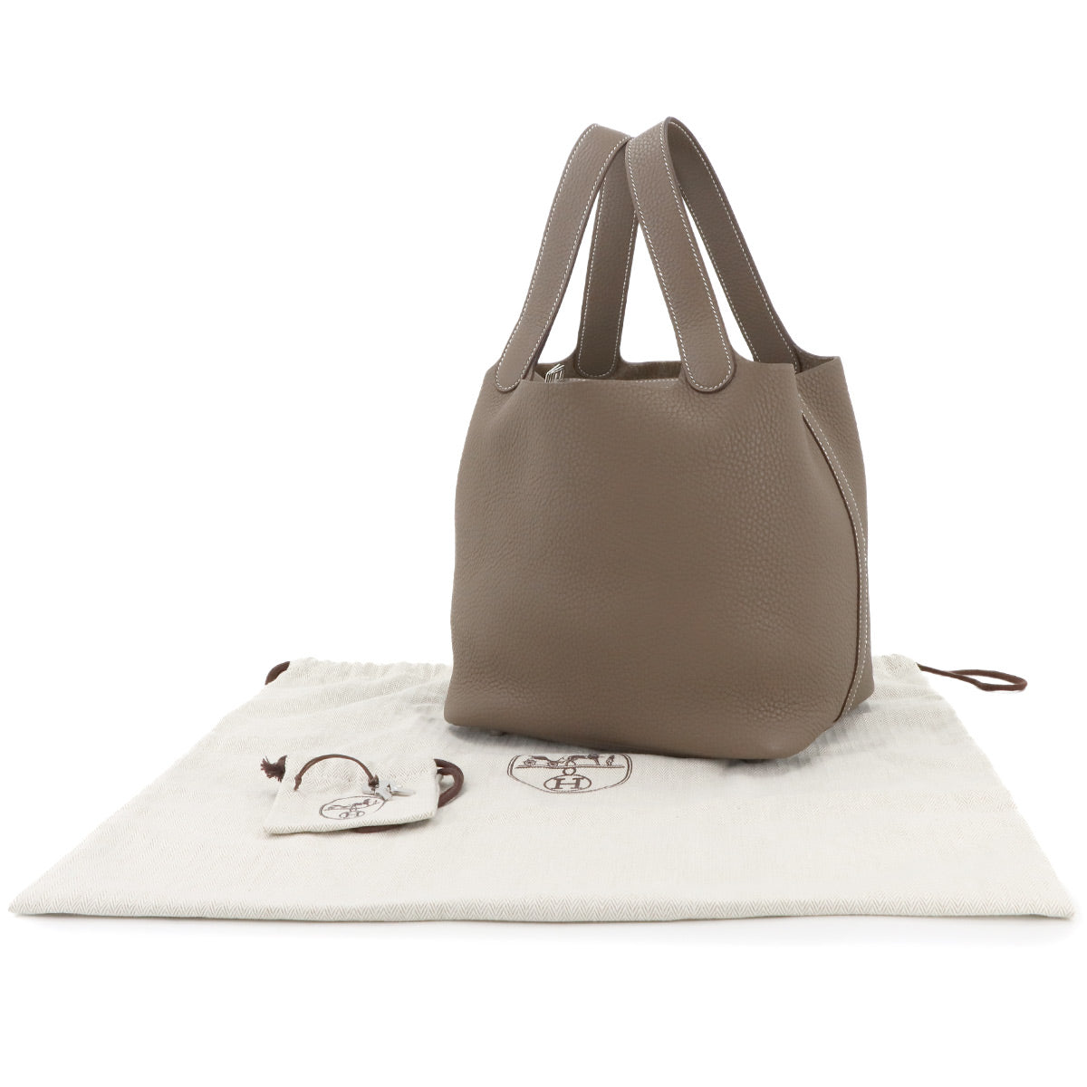 Picotin Lock MM Hand Bag Taurillon Clemence Etoupe Purse