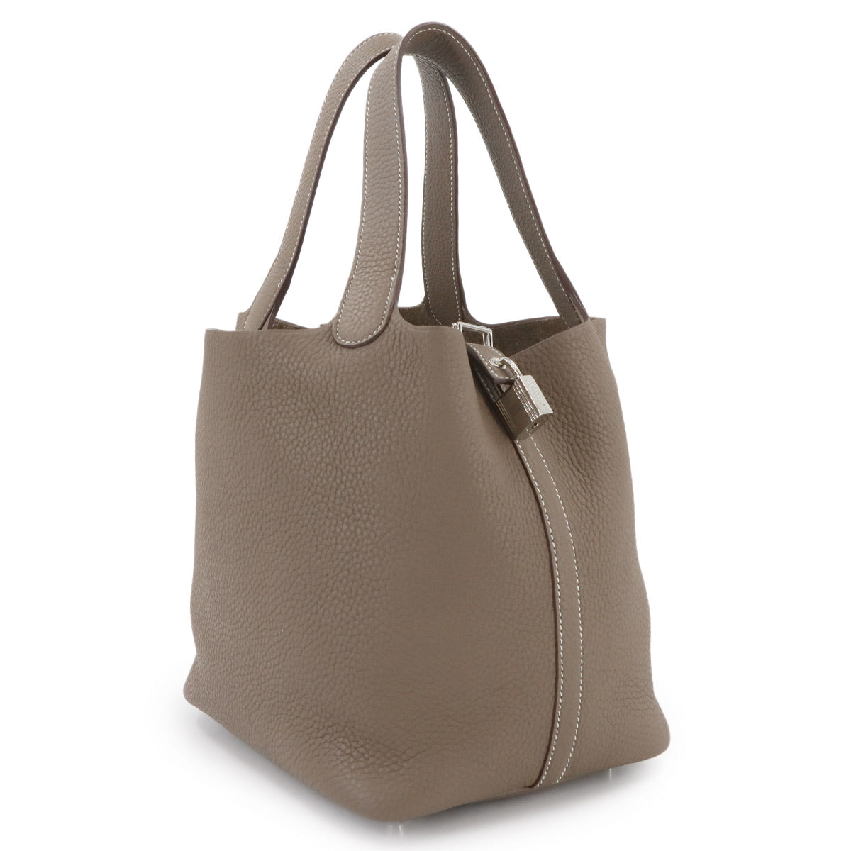 Picotin Lock MM Hand Bag Taurillon Clemence Etoupe Purse