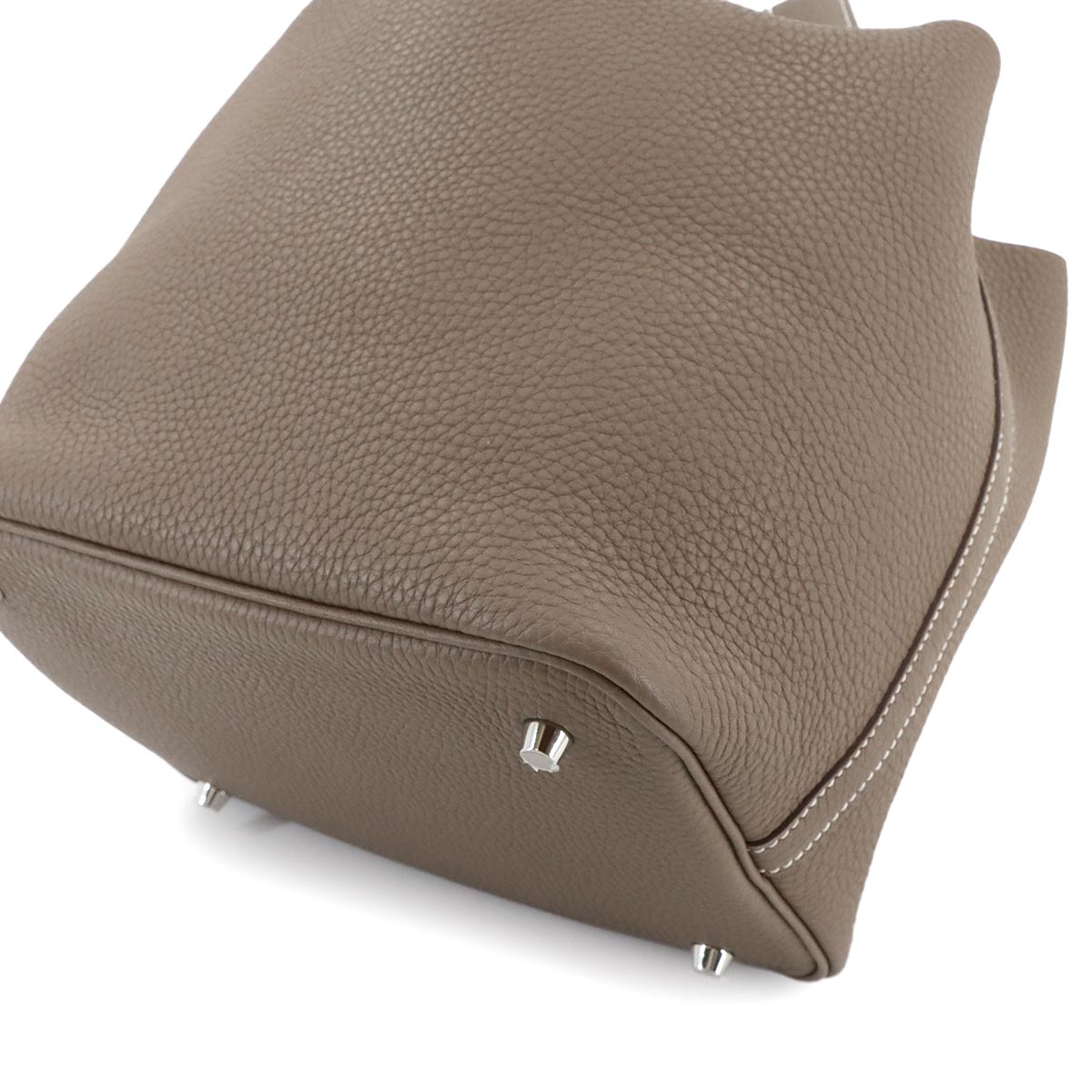 Picotin Lock MM Hand Bag Taurillon Clemence Etoupe Purse