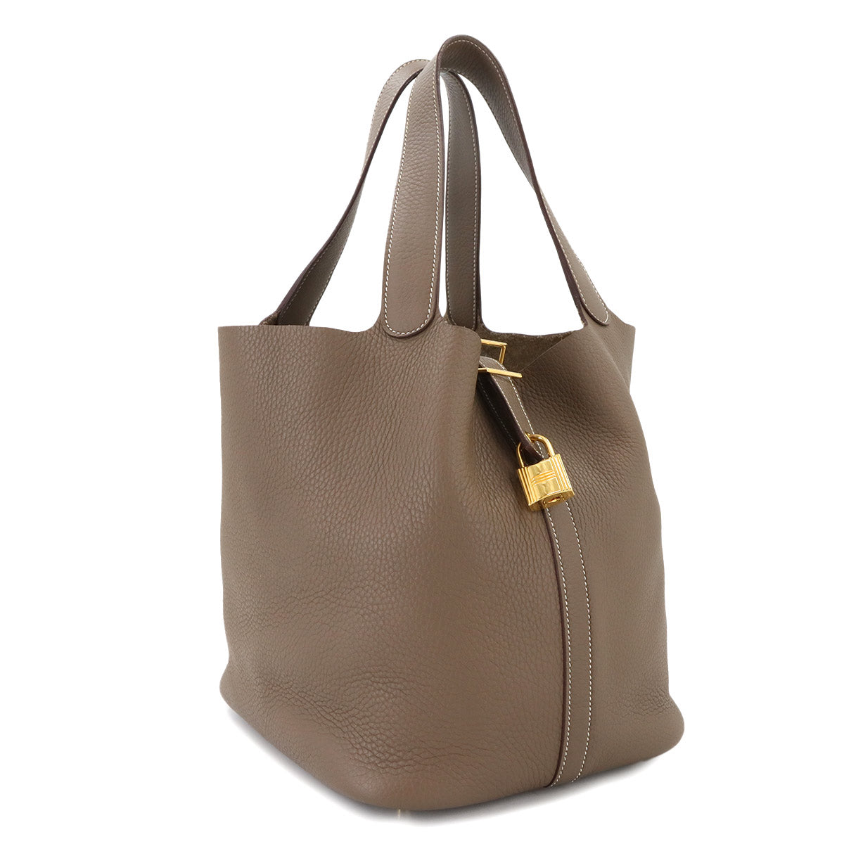 Picotin Lock GM Hand Bag Taurillon Clemence Etoupe Purse