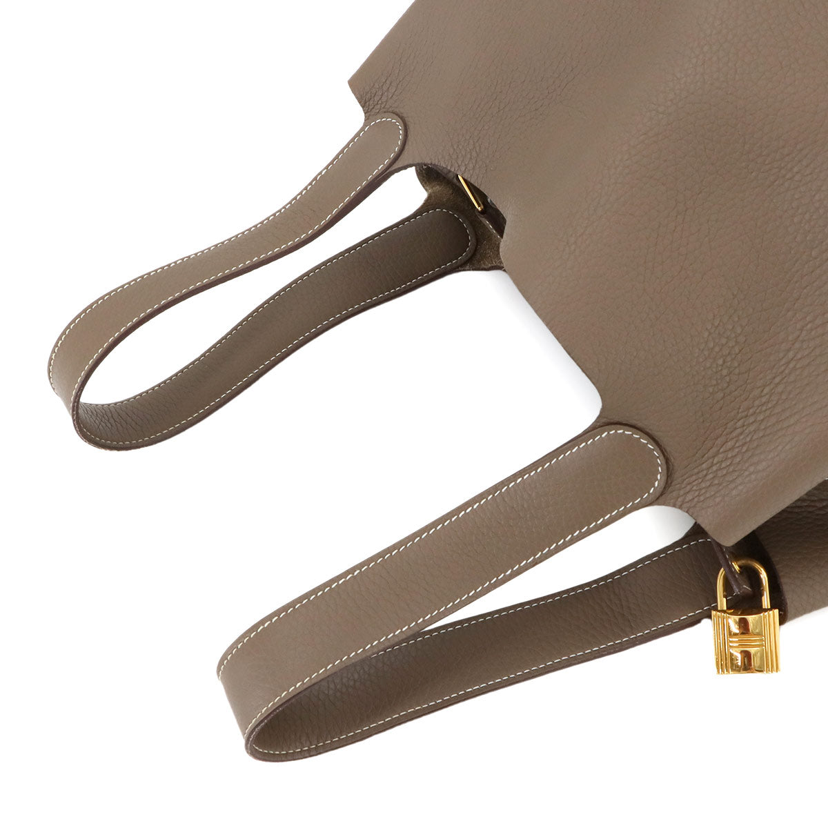 Picotin Lock GM Hand Bag Taurillon Clemence Etoupe Purse