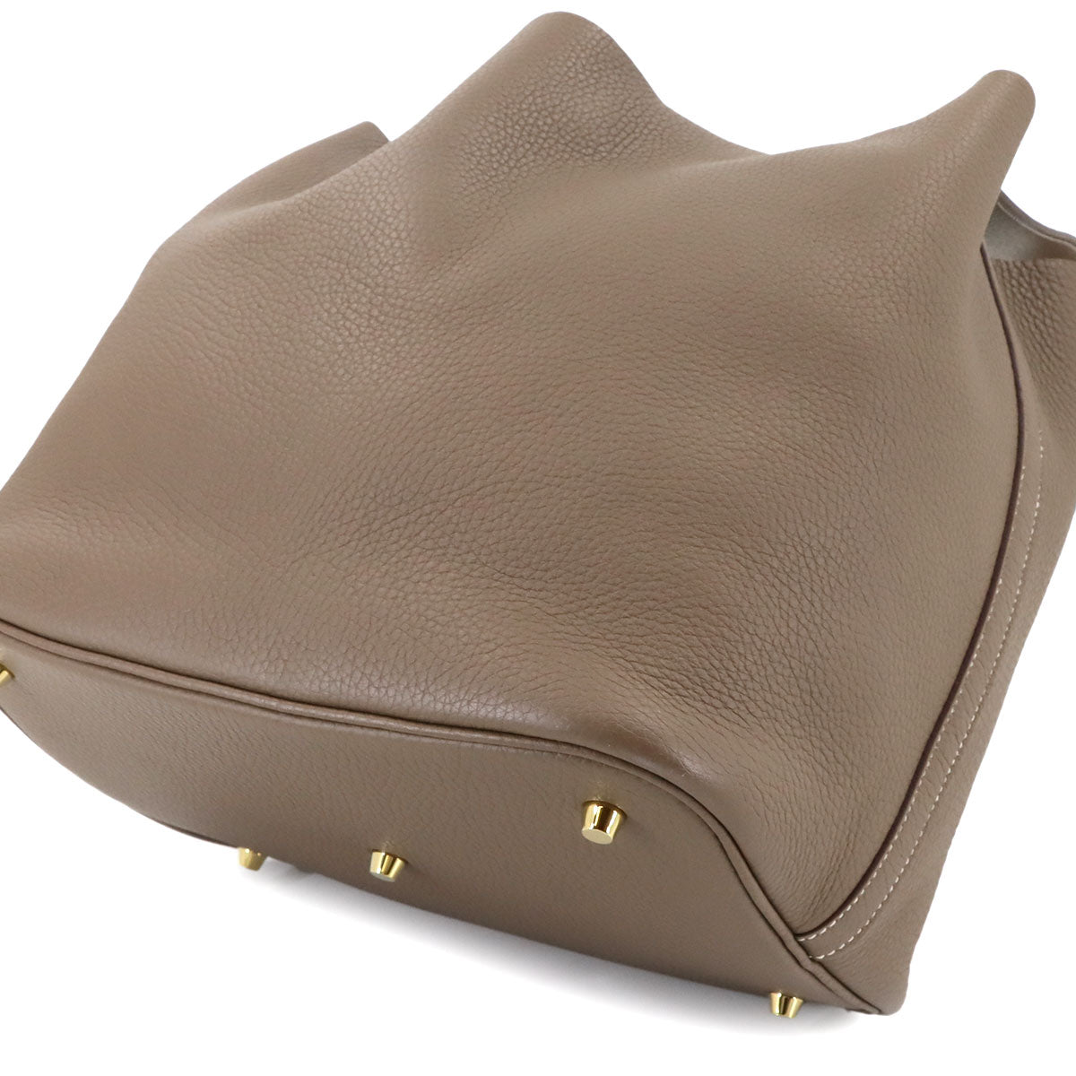Picotin Lock GM Hand Bag Taurillon Clemence Etoupe Purse