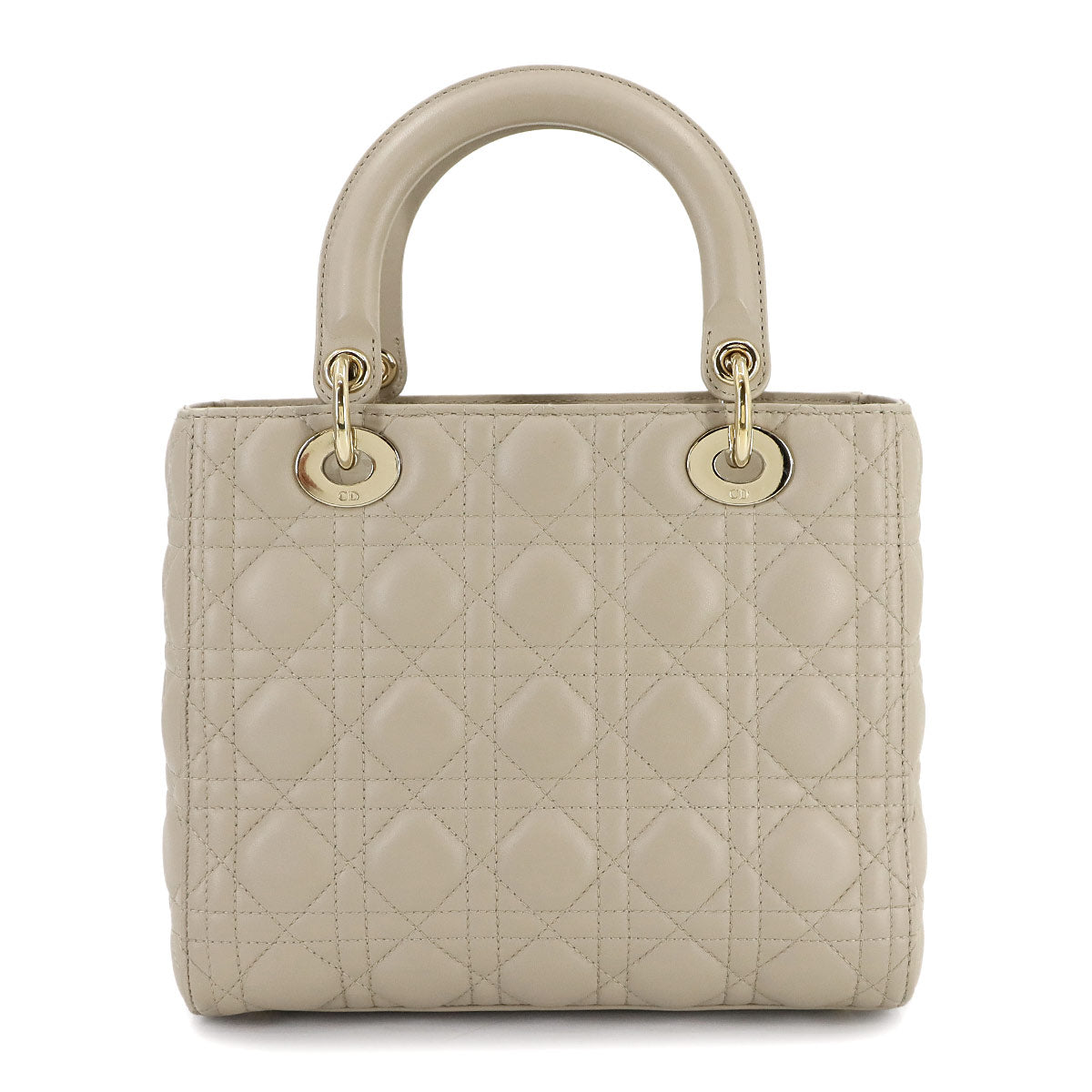 Lady Dior Medium Hand Shoulder Bag Leather Beige