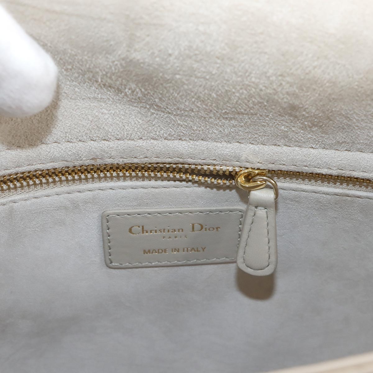 Lady Dior Medium Hand Shoulder Bag Leather Beige