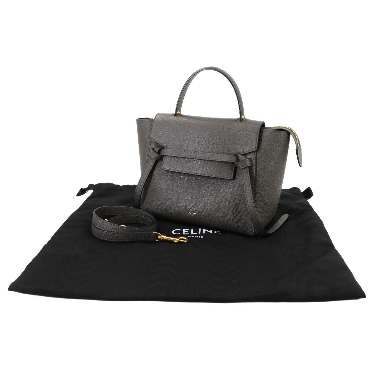 Belt Bag Micro 2way Hand Shoulder Bag Leather Gray 189153