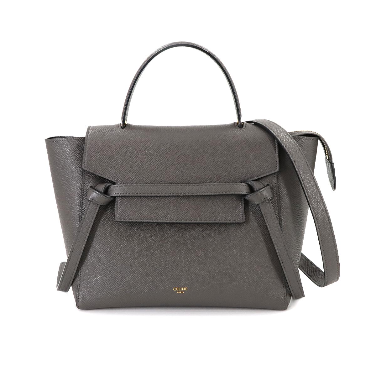 Belt Bag Micro 2way Hand Shoulder Bag Leather Gray 189153