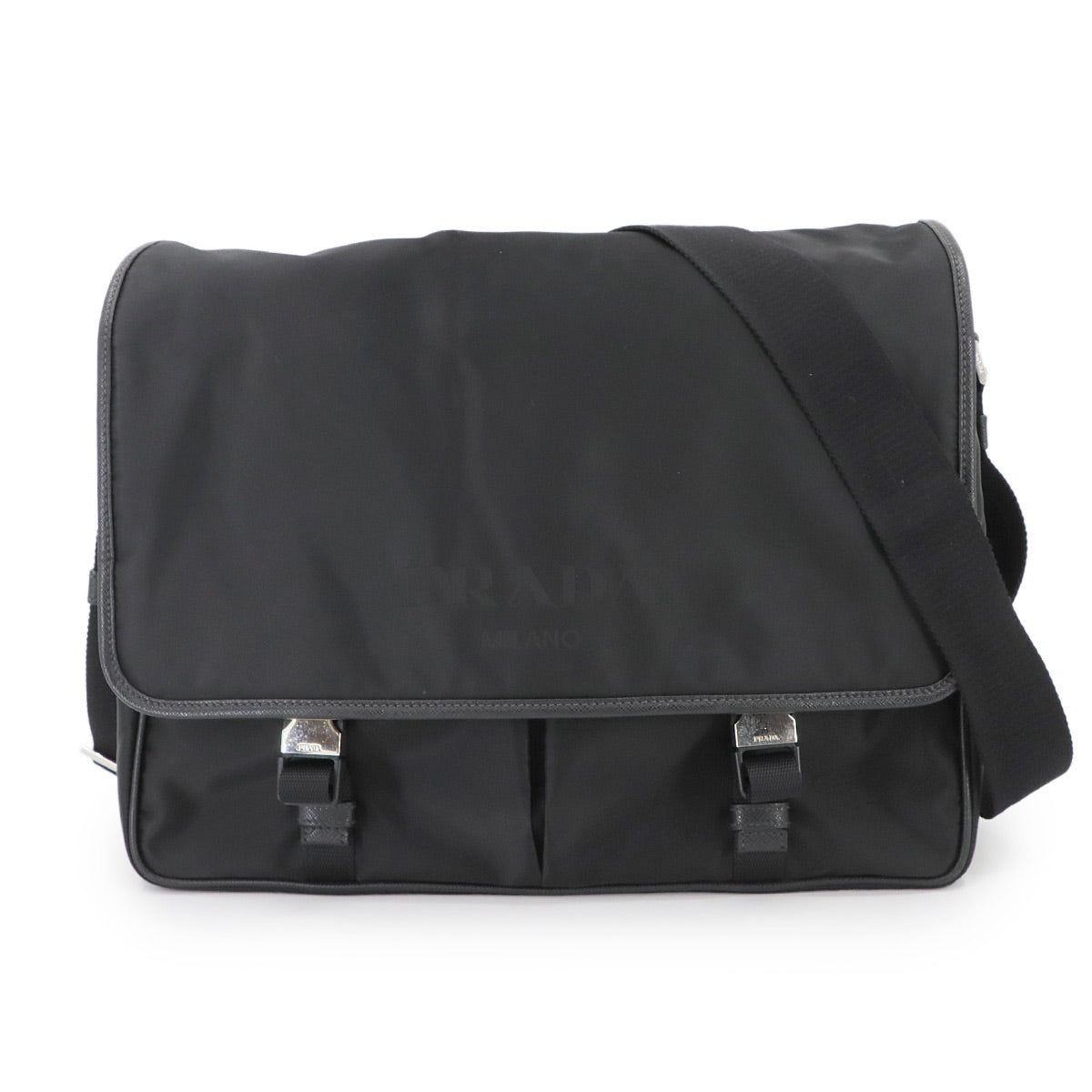 Shoulder Bag Nylon Saffiano Leather Nero 2VD793 Purse