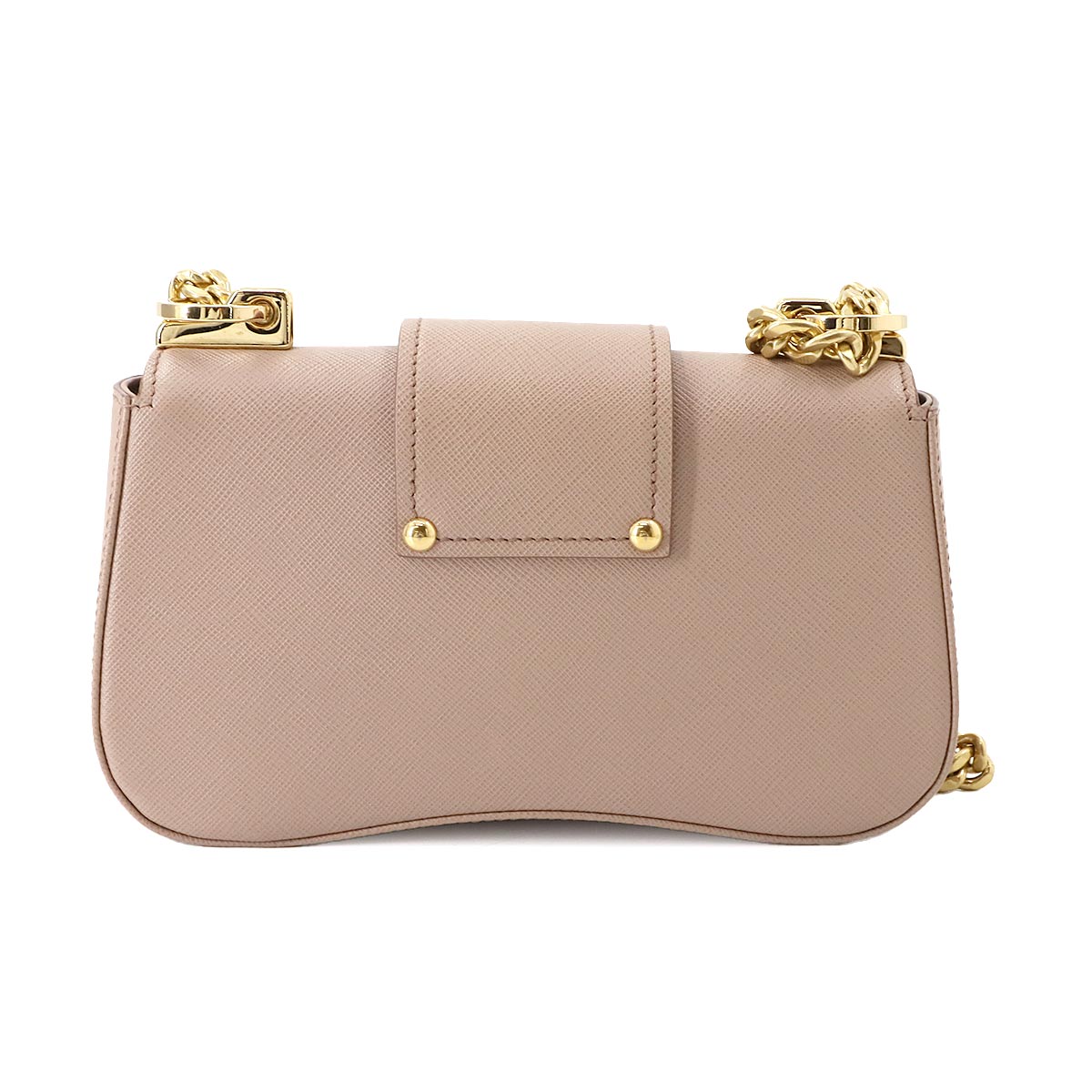 Sidonie Chain Shoulder Bag Saffiano Leather Beige 1BD219