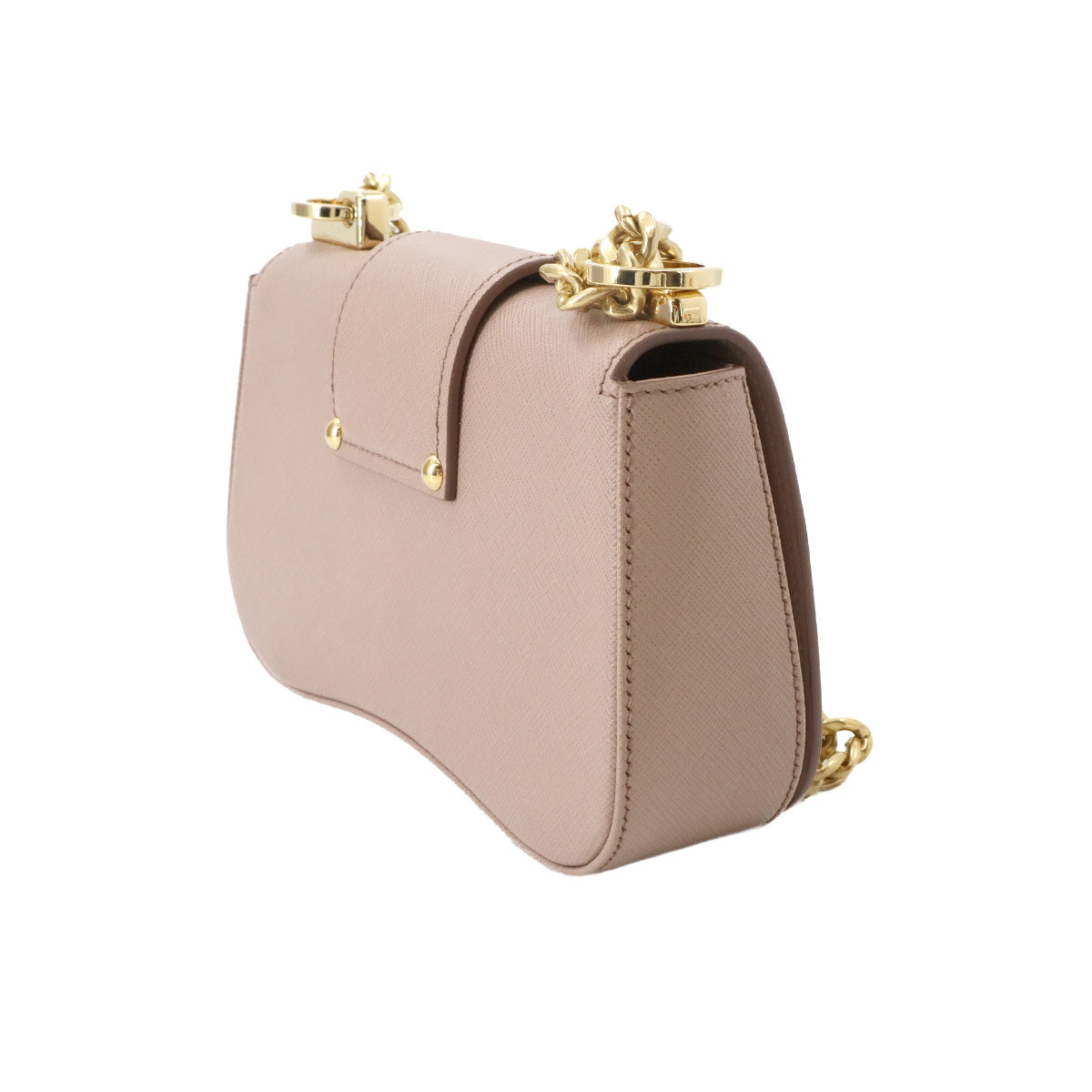 Sidonie Chain Shoulder Bag Saffiano Leather Beige 1BD219