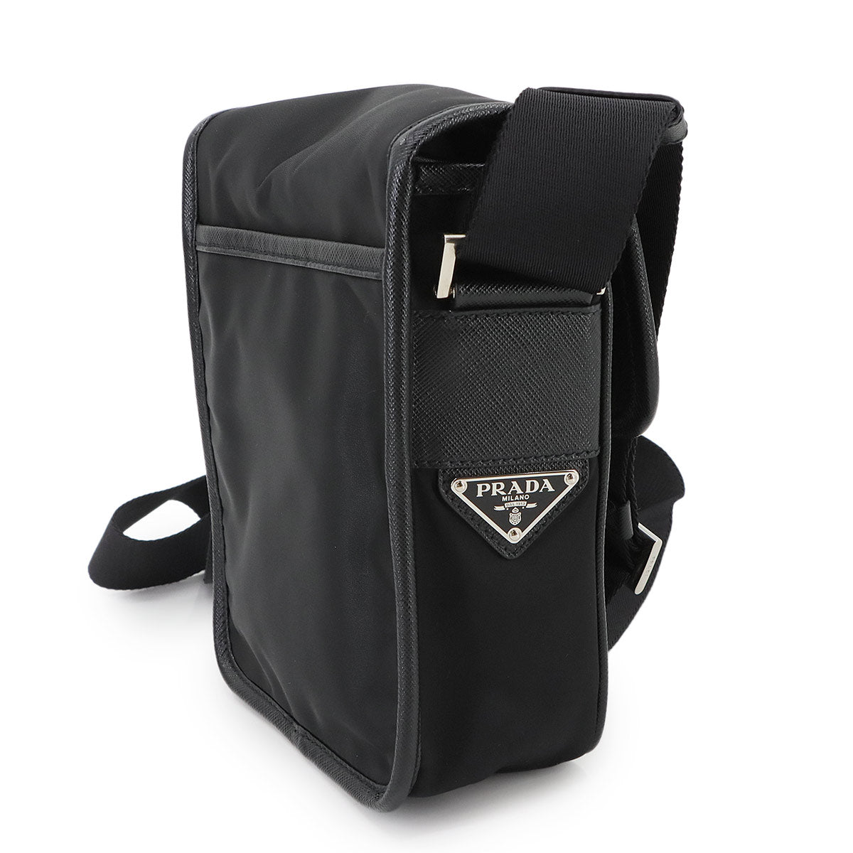 Shoulder Bag Nylon Saffiano Leather Nero Black 2VD028 Purse