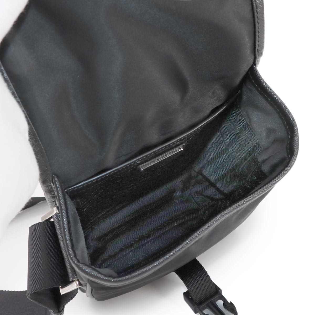 Shoulder Bag Nylon Saffiano Leather Nero Black 2VD028 Purse