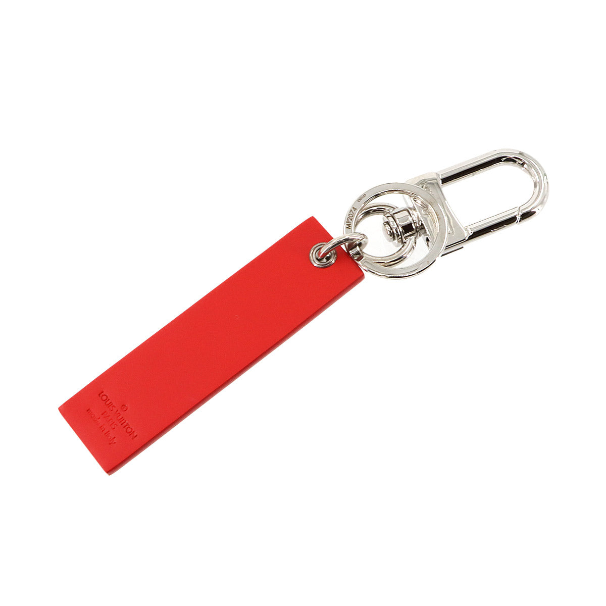 Epi Downtown Tag Charm Leather Red White Silver MP2074