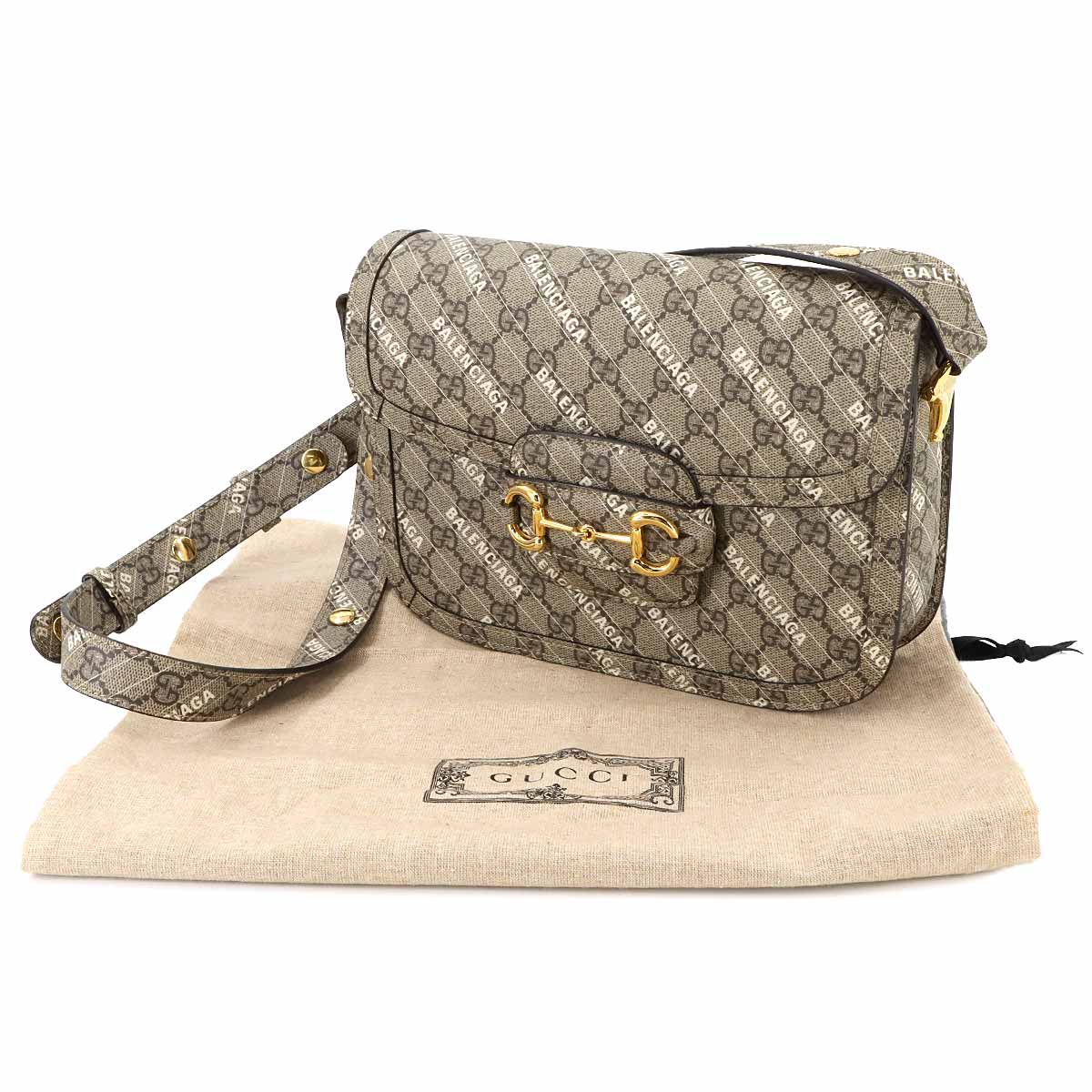 BALENCIAGA Hacker Horsebit 1955 Shoulder Bag GG Supreme 602204